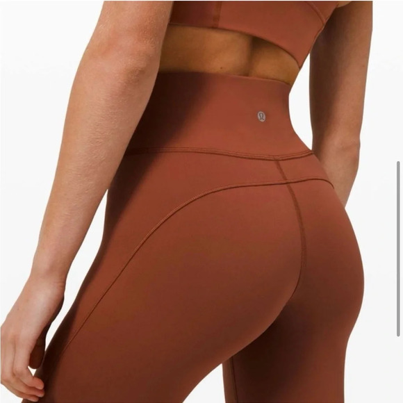 Lululemon Everlux Mesh High Rise Leggings 25" Tight Dark Terracotta Brown Size 4 - Picture 4 of 9